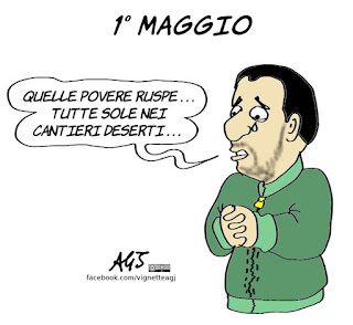 salvini, 1 maggio, primo maggio, ruspa, umorismo, vignetta, satira