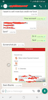 Airtime to cash transaction screenshot