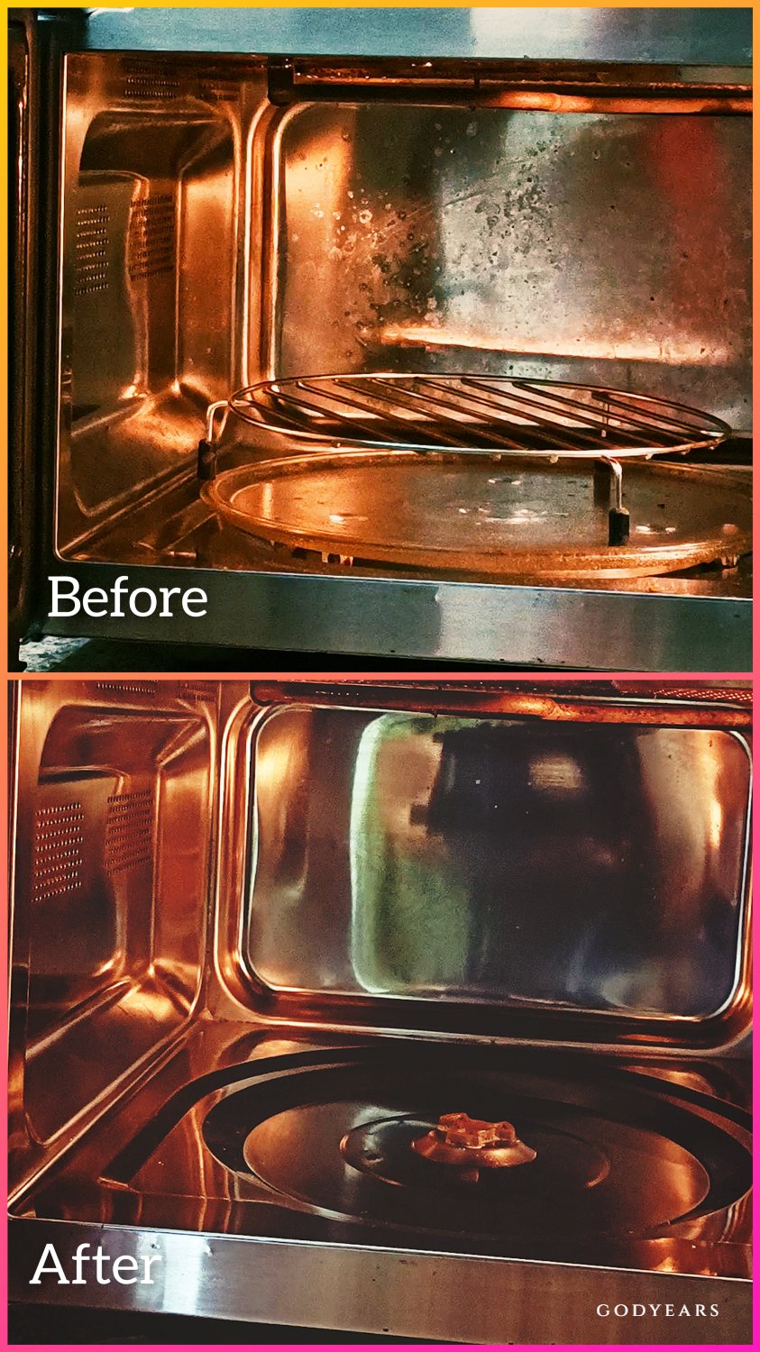 Before and After comparison of Cif Perfect Finish Oven and Grill Cleaner