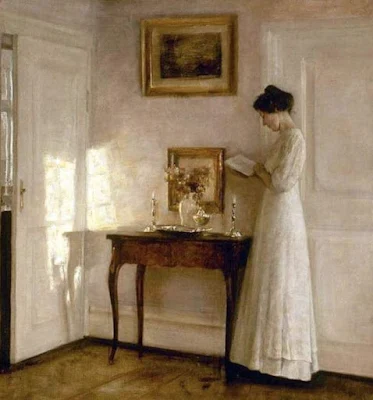 Lady in an Interior painting Carl Vilhelm Holsoe