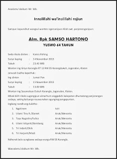 Contoh Surat Berita Kematian Contoh Surat