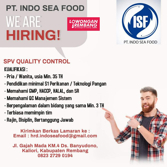 Lowongan Kerja SPV Quality Control PT Indo Sea Food Rembang