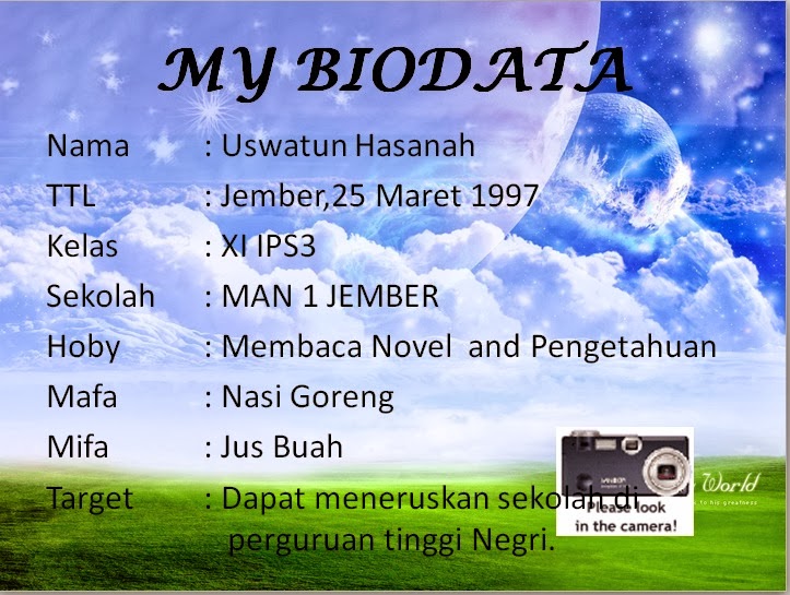  kerja yang ada di atas maka biodata lengkap akan menjadi seperti ini