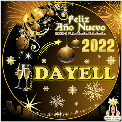 Nombre DAYELL por Año Nuevo 2022 - Cartelito mujer