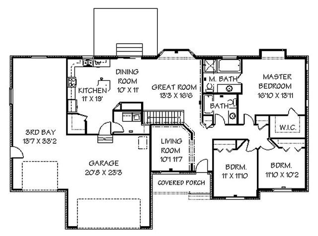 shaped ranch house plans