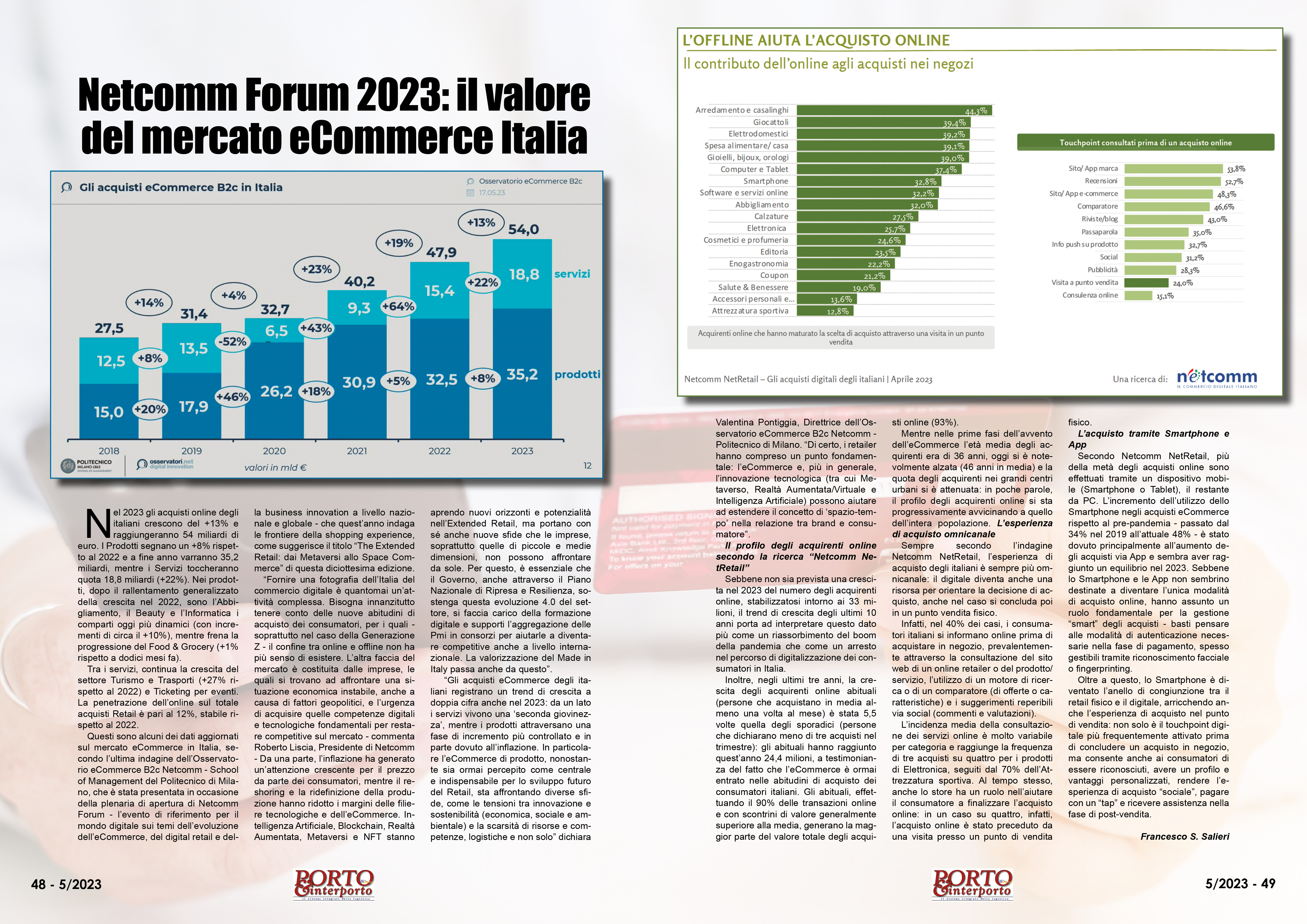 MAGGIO 2023 PAG. 48 - Netcomm Forum 2023: il valore del mercato eCommerce Italia