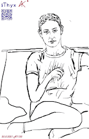 девочка с собранными волосами, одетая в футболку и шорты. Рисунок сделал художник Андрей Бондаренко @iThyx_AK