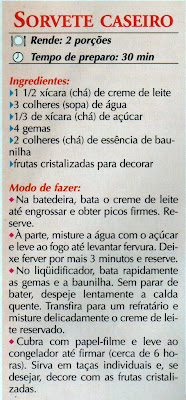 RECEITA DE SORVETE CASEIRO