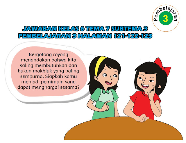 Jawaban yang kami berikan hanya berupa jawaban alternatif saja Kunci Jawaban Tematik Kelas 6 Tema 7 Subtema 3 Halaman 121, 122, 123 