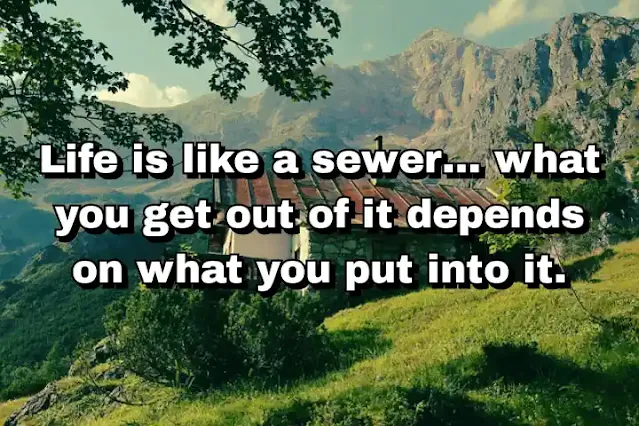 26. “Life is like a sewer… what you get out of it depends on what you put into it.”