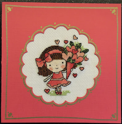 Cross stitched Valentine Card