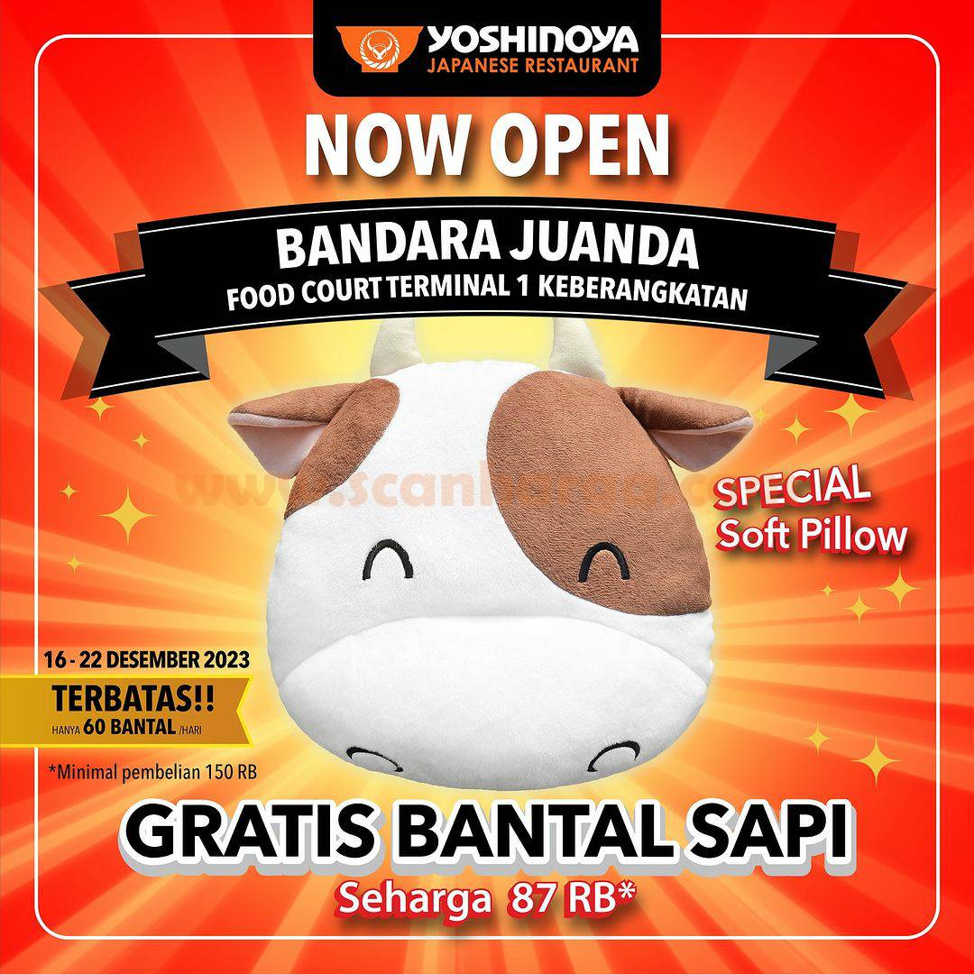 Promo Yoshinoya Bandara Juanda Surabaya Grand Opening! Spesial Gratis 1 Bantal Sapi