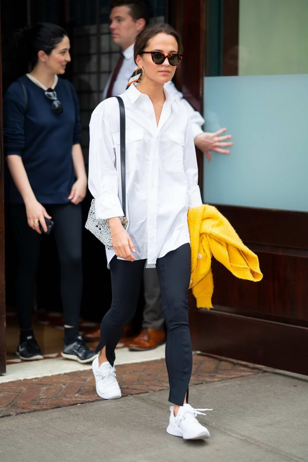 Alicia Vikander in White Shirt Style Out in New York City