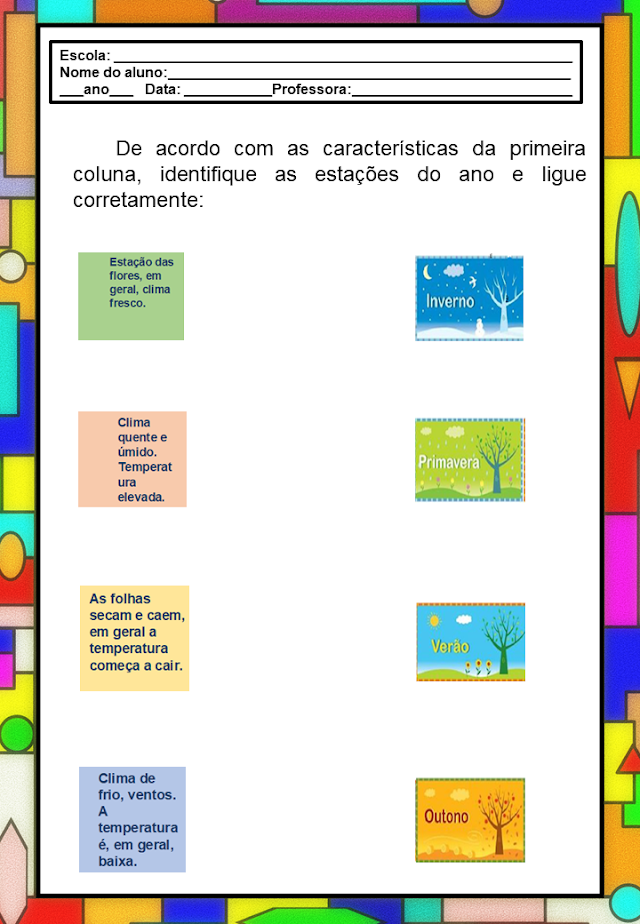 Estações do ano - atividade para baixar