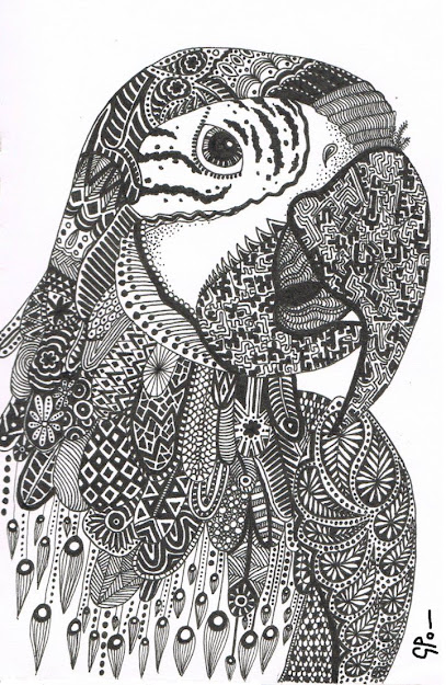 Parrot Abstract Doodle Zentangle Zendoodle Paisley Coloring Pages Colouring  Adult Detailed Advanced Printable Kleuren Voor Volwassenen