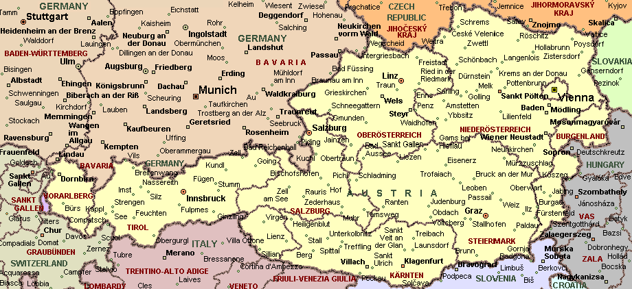 Kort Over Tyskland Og øStrig Kort Over Tyskland Og østrig | stoffeerderijrozendal Kort Over Tyskland Og øStrig