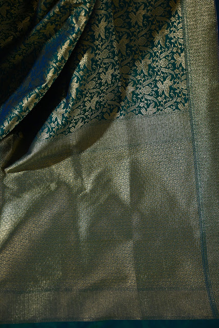 Turquoise blue shikargah saree