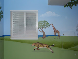 Children's Playroom Cheetah, Giraffe, Tree