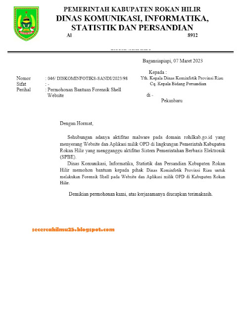 Download Surat Permohonan Bantuan Forensik Shell Website