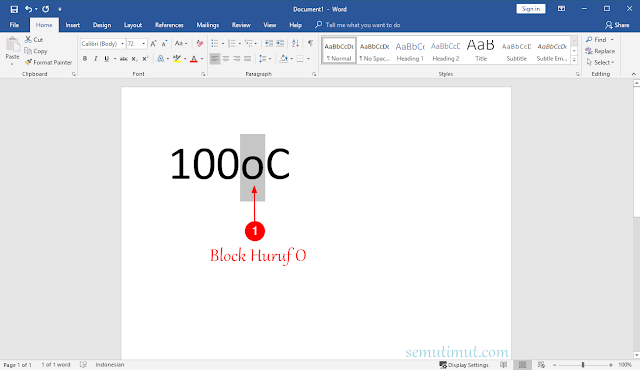 cara membuat simbol derajat celcius di word