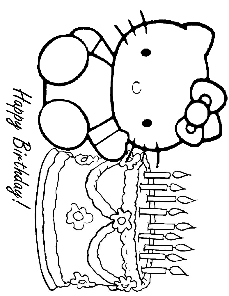 hello kitty birthday coloring sheet