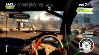 inside rally car with view of track