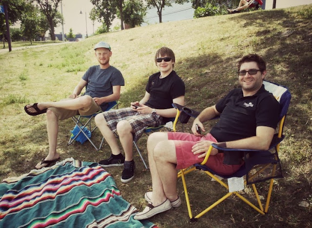 my three favorite boys watching the river rats water ski team practice