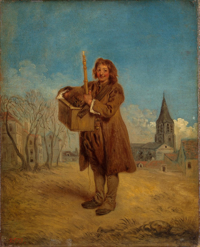 Savoyard with a Marmot by Antoine Watteau - Genre Paintings from Hermitage Museum