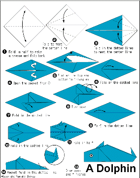 Cara membuat origami  binatang  berbentuk Lumba Lumba dengan 
