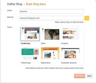 Menulis title blog dan alamat blogger