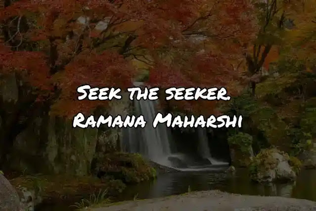 Seek the seeker. Ramana Maharshi