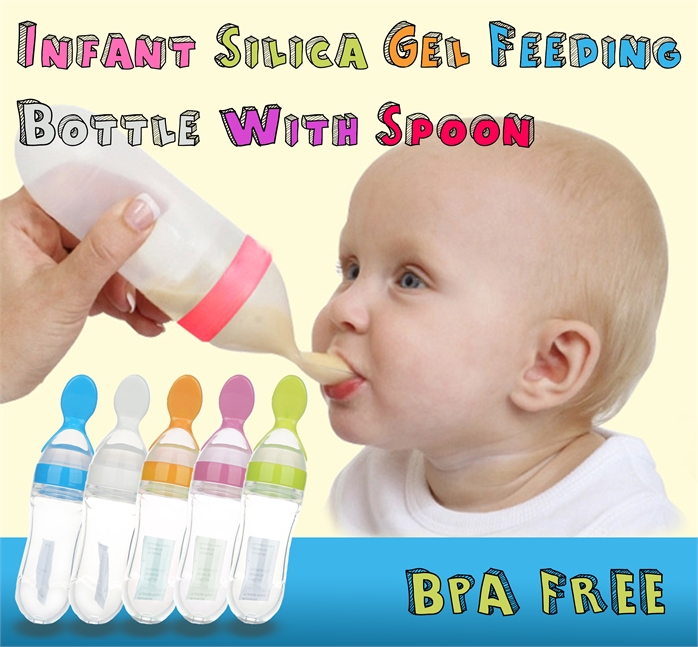 Infant Silica Gel Feeding Bottle With Spoon