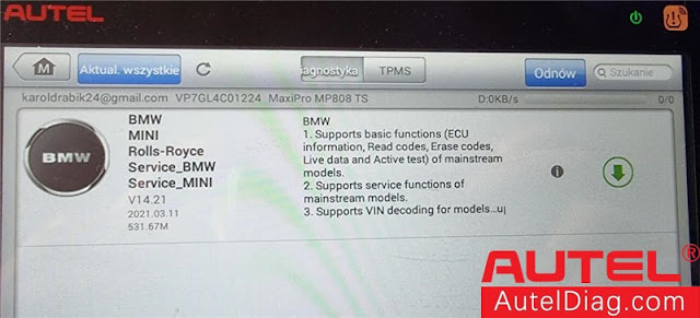 Autel MP808TS BMW  Software Download Failed Error  02