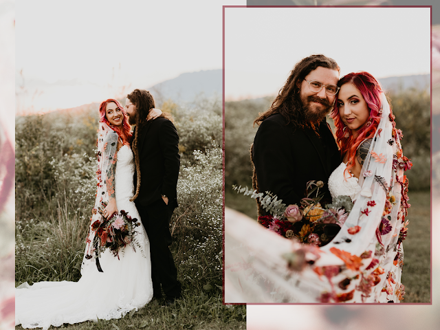 redhead indie bride and groom