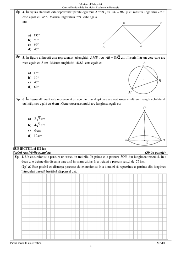 Evaluare Nationala Matematica 2022 - 2023