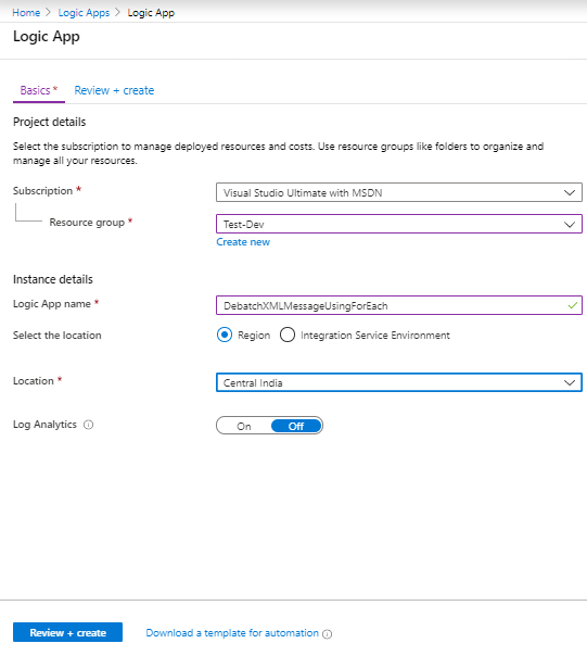 Create DebatchXMLMessageLogic App using for each