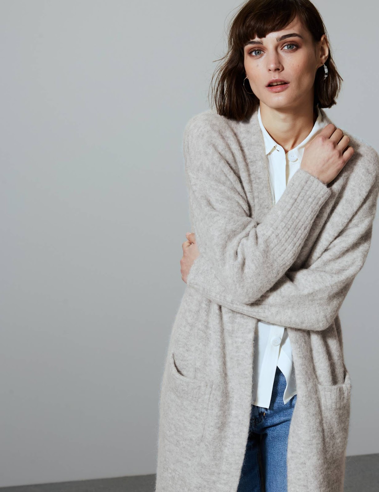 Marks & Spencer Wool Blend Textured Cardigan