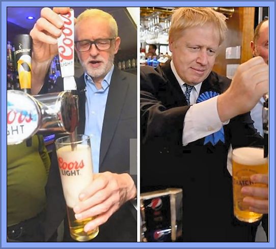 Corbyn And Johnson Pulling Election Pints