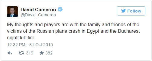 Condolences to the 224 passengers killed 