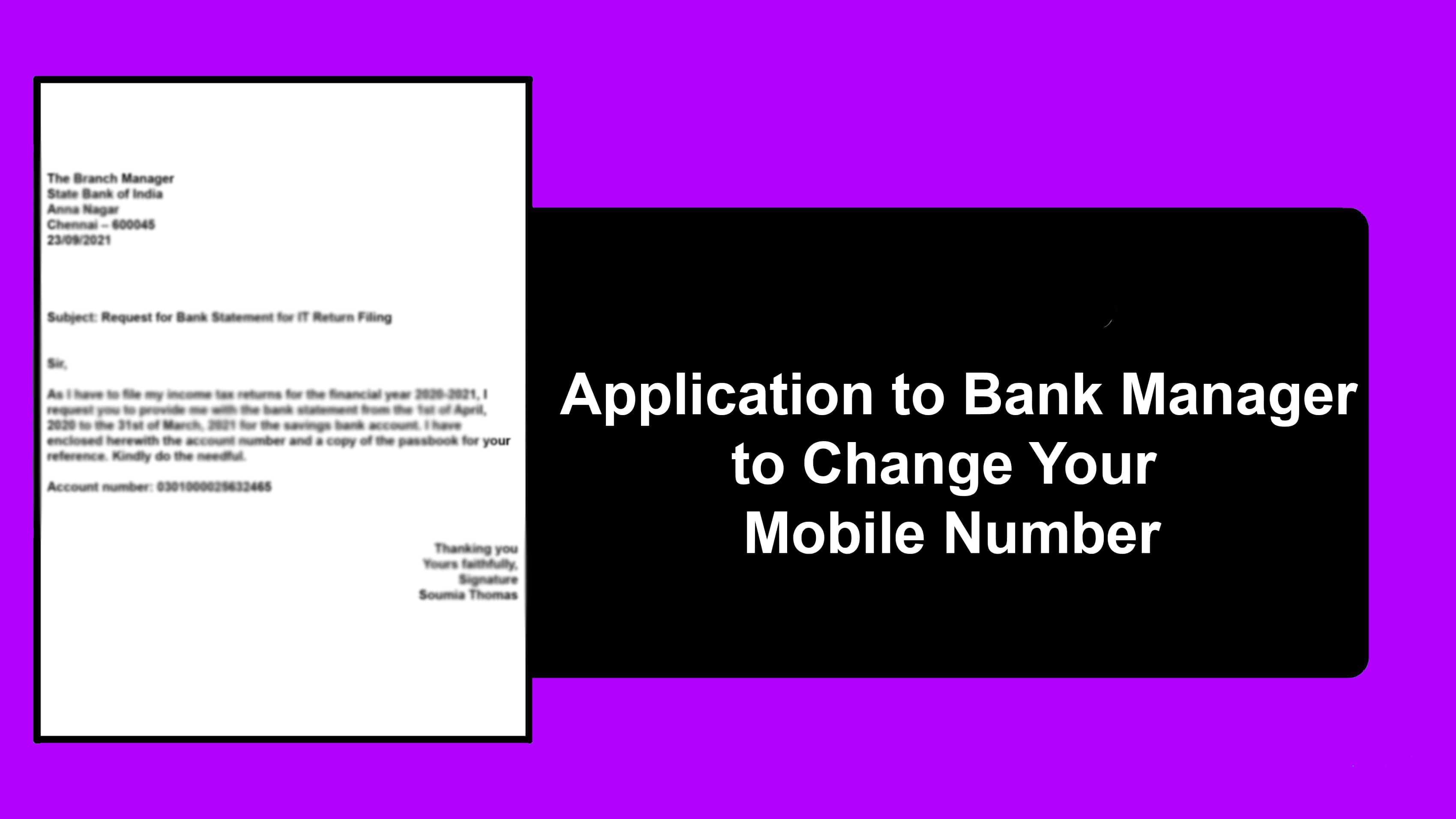 How to Write an Application to the Bank Manager to Change Your Mobile Number? │Format and Samples for You
