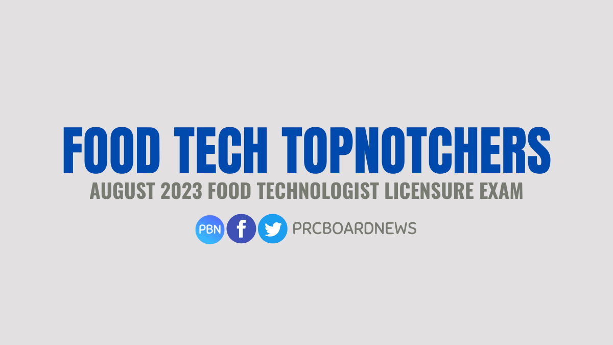 RESULTS: August 2023 Food Tech board exam top 10 passers