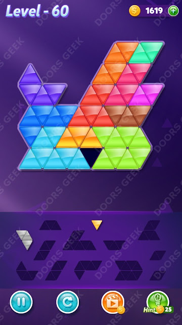 Block! Triangle Puzzle 12 Mania Level 60 Solution, Cheats, Walkthrough for Android, iPhone, iPad and iPod