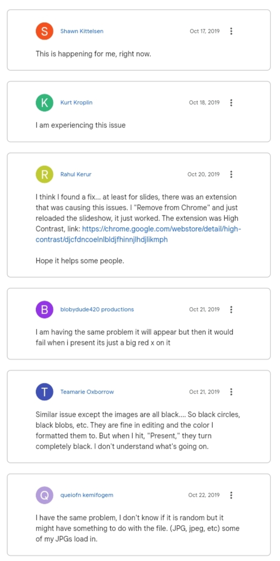 error rendering shape google slides