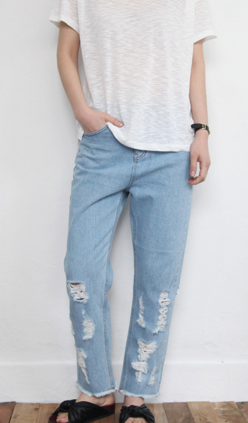 Distressed Wide Jeans