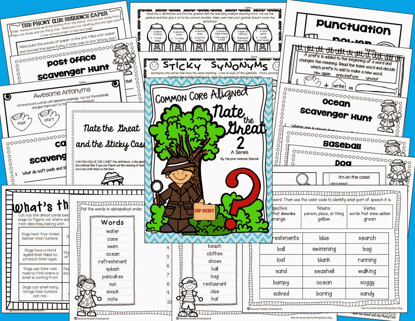 http://www.teacherspayteachers.com/Product/Nate-the-Great-2-Series-Activities-1180713