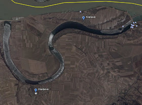 Carte GoogleEarth avec Kisiljevo et Kisilova de part et d'autre du bras mort du Danube(cliquer pour agrandir)