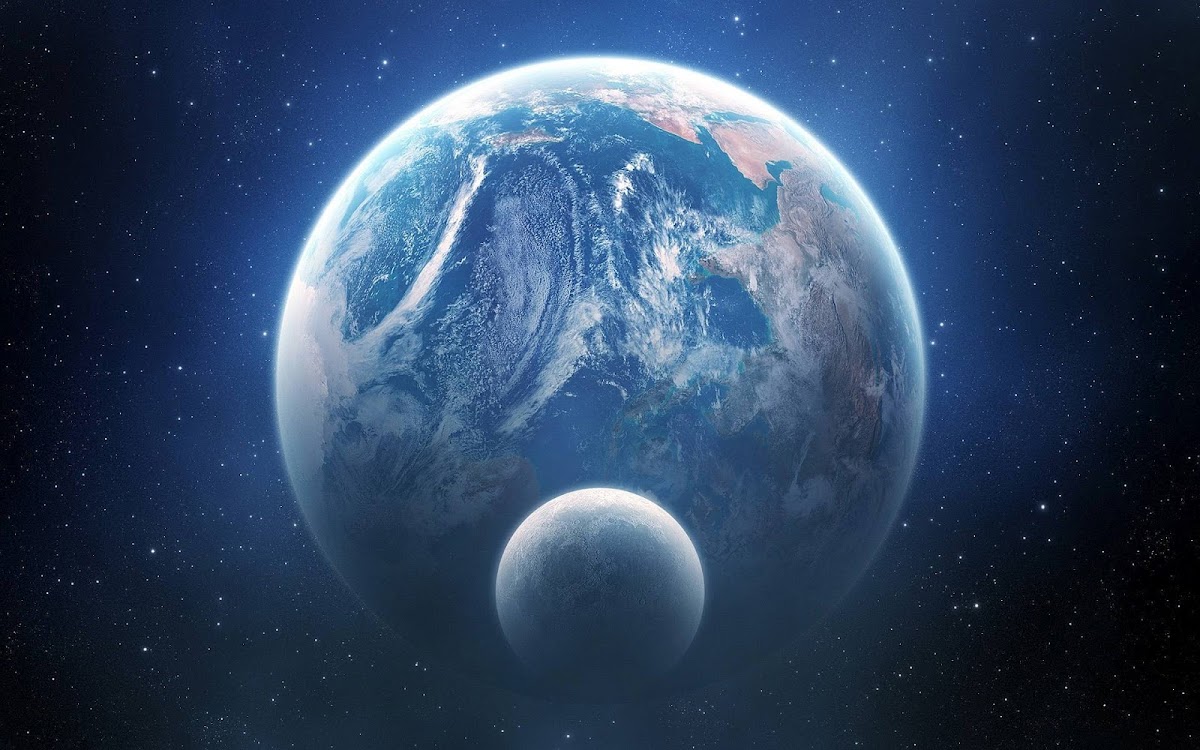 Earth and Moon Widescreen Wallpaper
