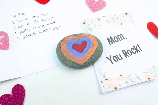 Mother's Day Painted Rock Craft and Card