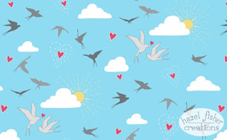 Spoonflower Contest entry 'Love is in the Air' fabric design by hazelfishercreations