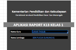 Aplikasi Raport K13 SD Kelas 1,2,3,4,5 dan 6 Semester 1/2 (Kurikulum 2013) Format Excel Lengkap